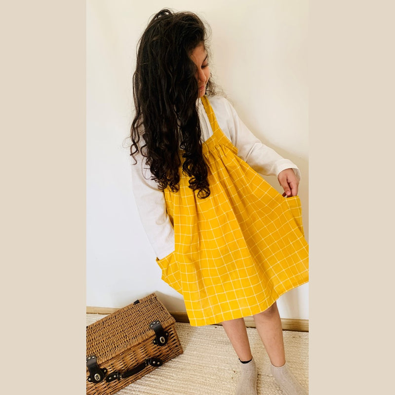 Naima Pinafore Swirl Dress (Yellow)