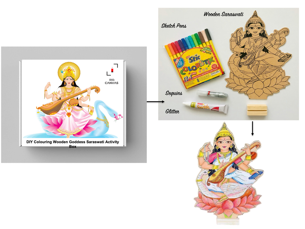 Premium Vector | Hand drawing of indian hindu goddess saraswati