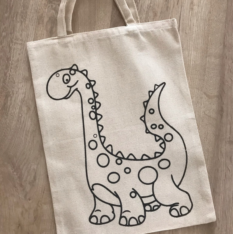 Do It Yourself Colouring Little Dinosaur Tote Bag