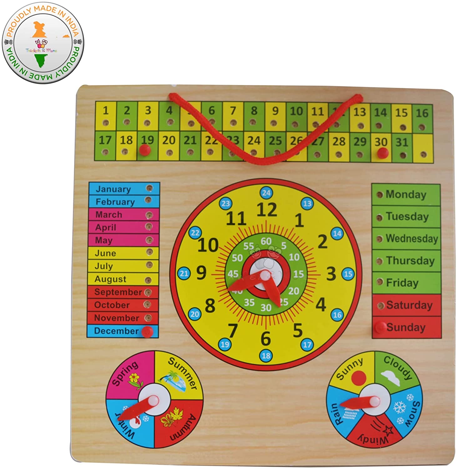 Montessori Wooden Activity Calendar and clock for Kids