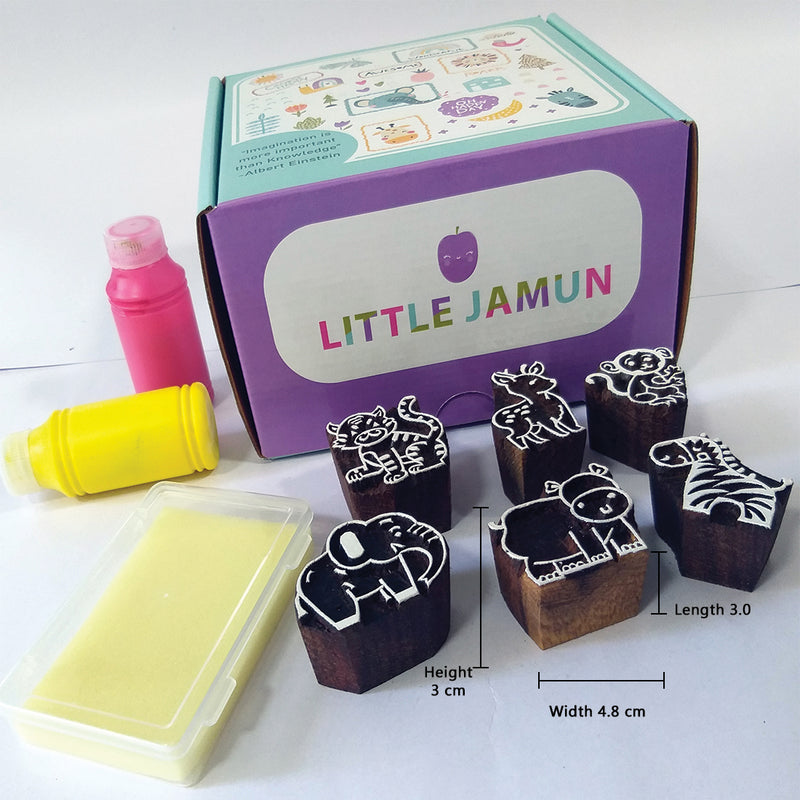 Little Jamun Handmade Block Print Wooden Stamps - Wild Animals