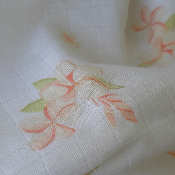 Baby Blanket - Three Layered Muslin - Plumerias and Hummingbirds