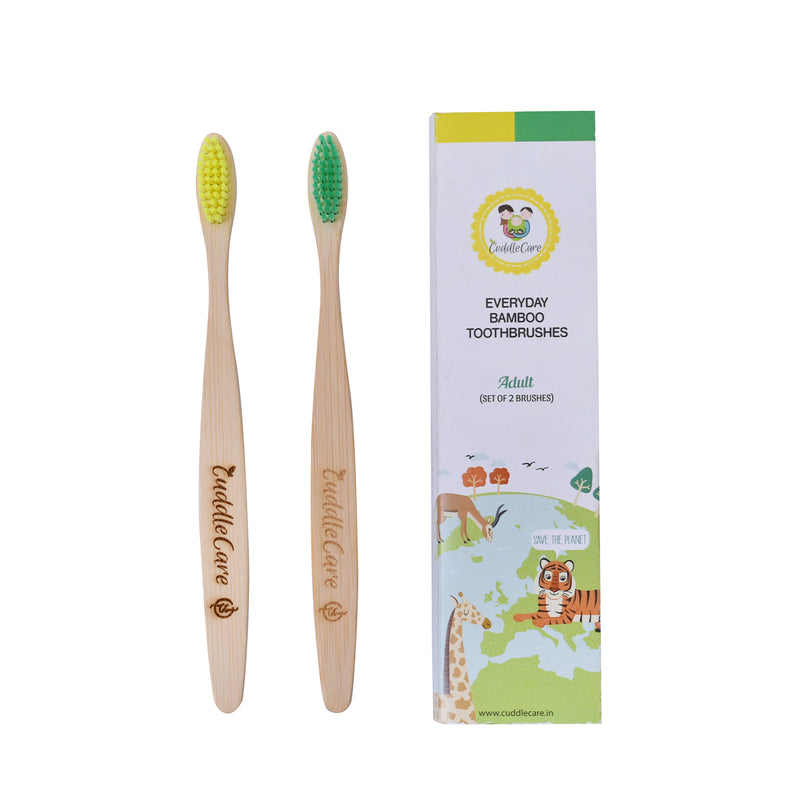 BAMBOO TOOTHBRUSHES - FAMILY COMBO- Blue & Green