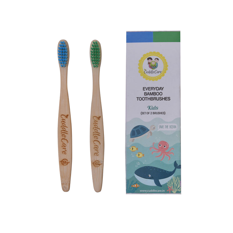 BAMBOO TOOTHBRUSHES - FAMILY COMBO- Blue & Green